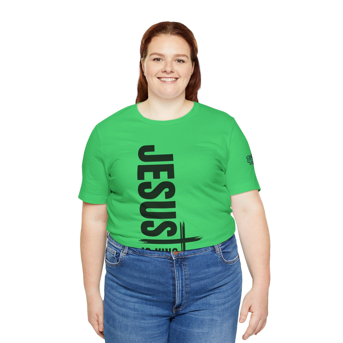 Jesus Is King T-shirt | Modern Typographic Cross Christian T-shirt Printify
