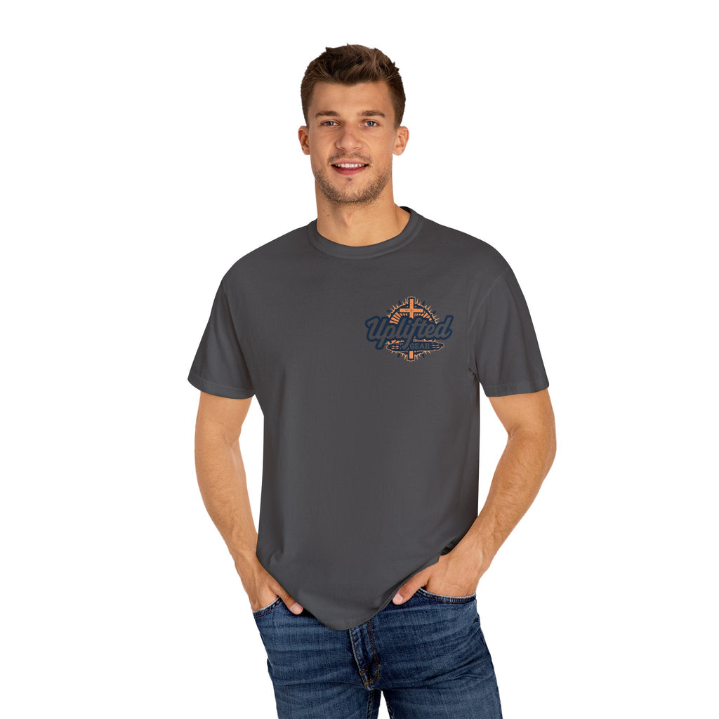 ✨ Chosen. Loved. Redeemed. – Elegant Christian T-Shirt | Gold Foil Faith Tee | Subtle Cross & Heart Design | Inspirational Bible Verse Apparel by Uplifted Gear Printify