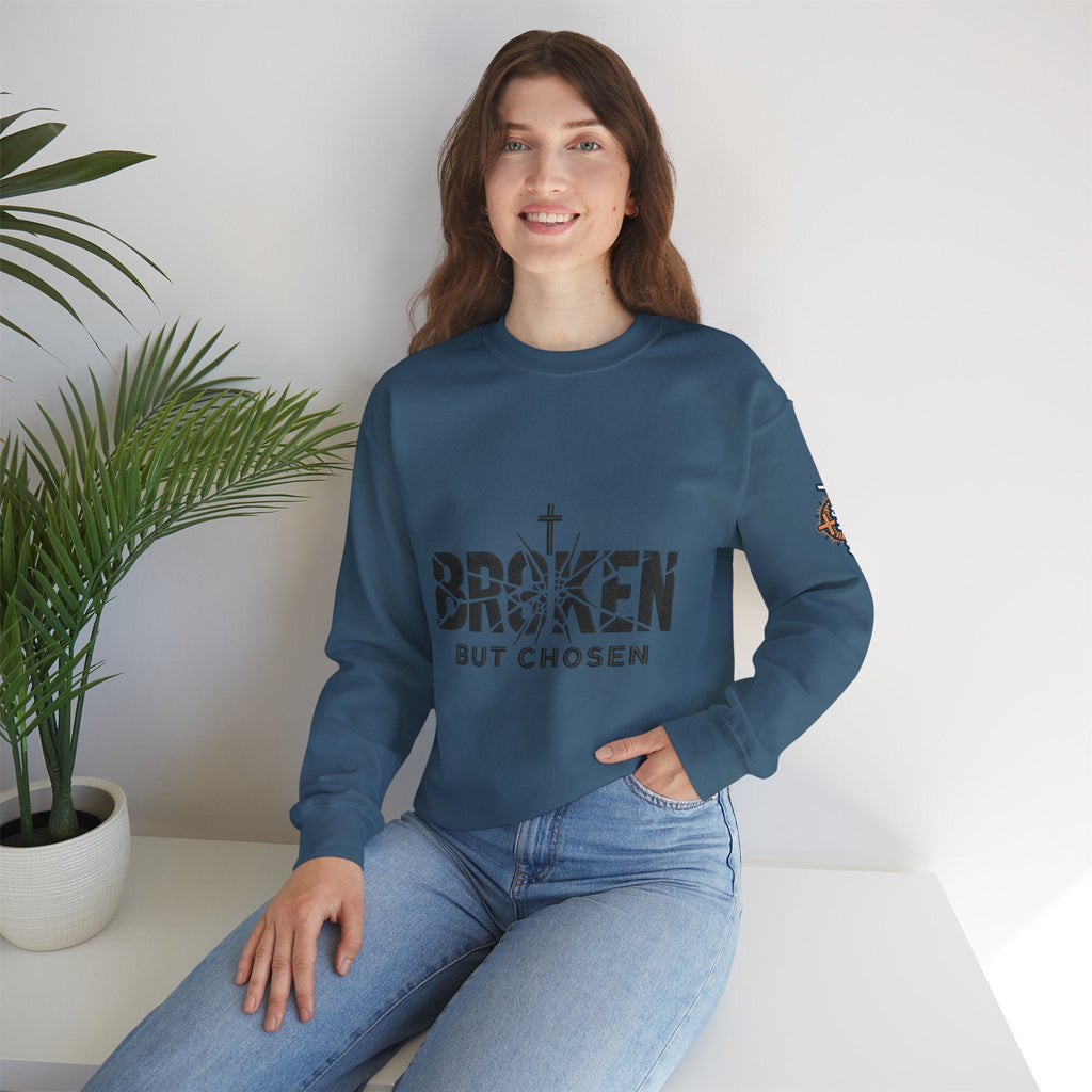 Broken But Chosen Crewneck Sweatshirt Printify