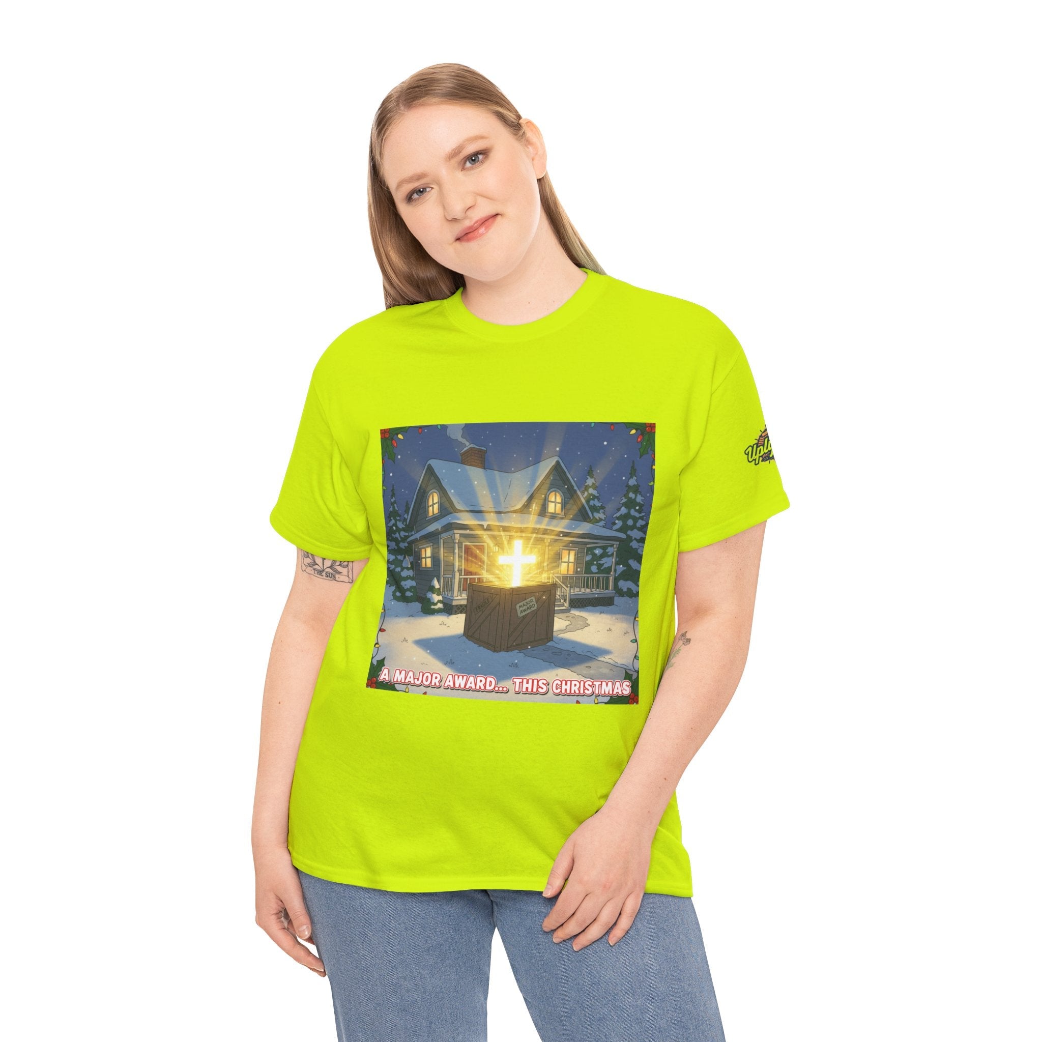 A Major Award This Christmas T-shirt – Fragile Leg Lamp Parody Cross Unboxing Christian T-shirt for Hilarious Faith & Holiday Glow Printify
