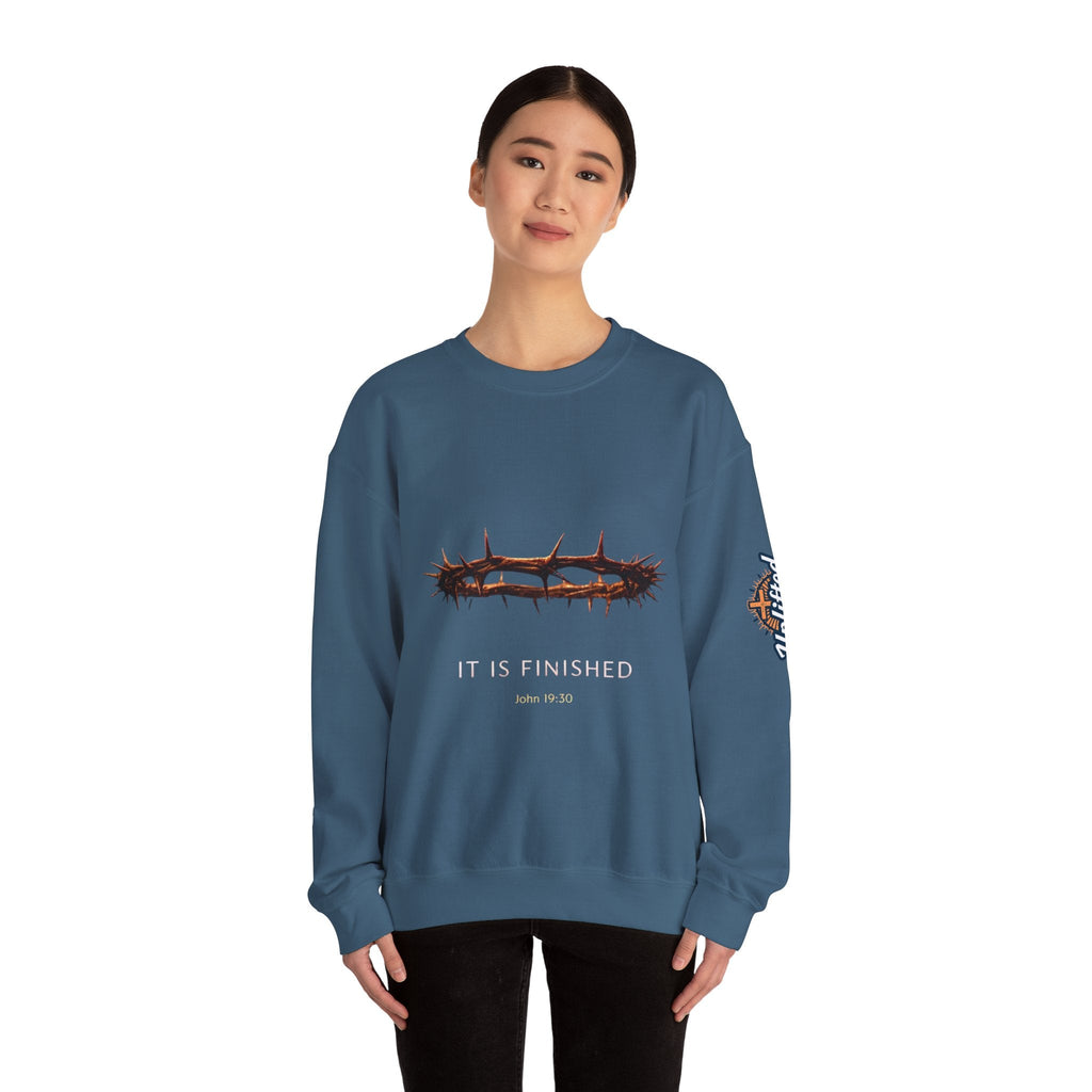 It Is Finished Crown of Thorns Sweatshirt — Christian John 19:30 Faith Sweatshirt Printify
