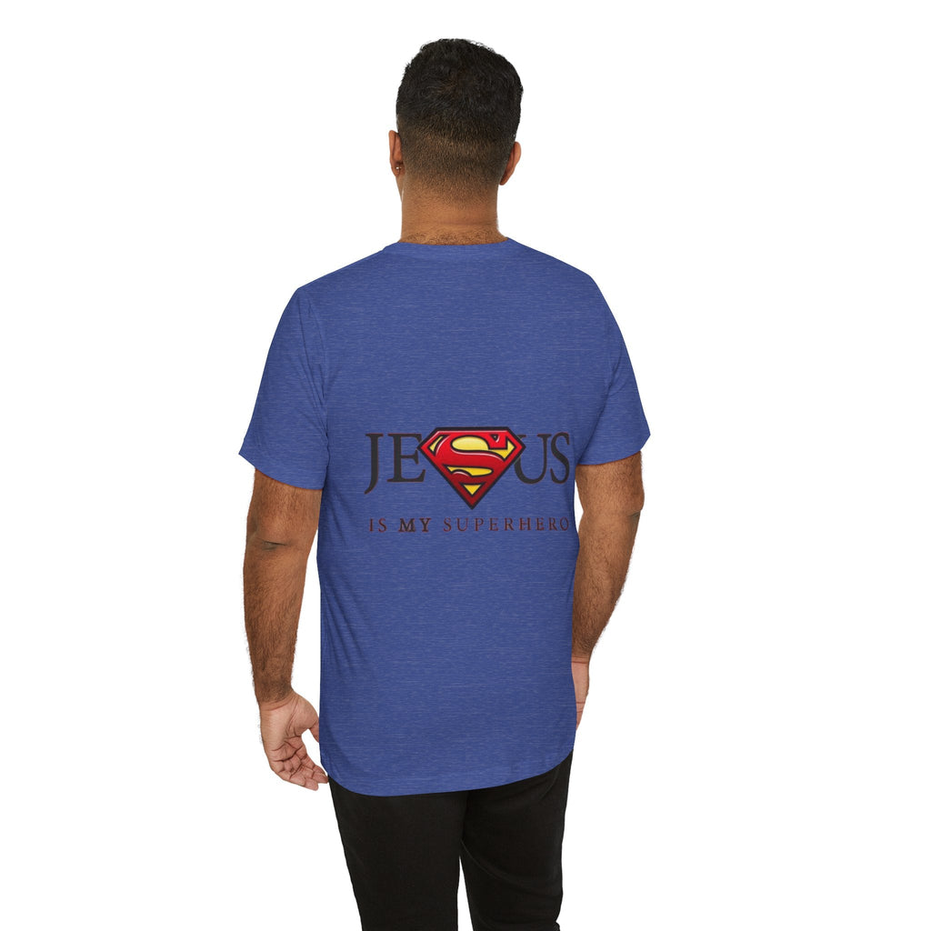 Jesus Is My Superhero T-Shirt — Faith-Based Superman-Inspired Tee Printify