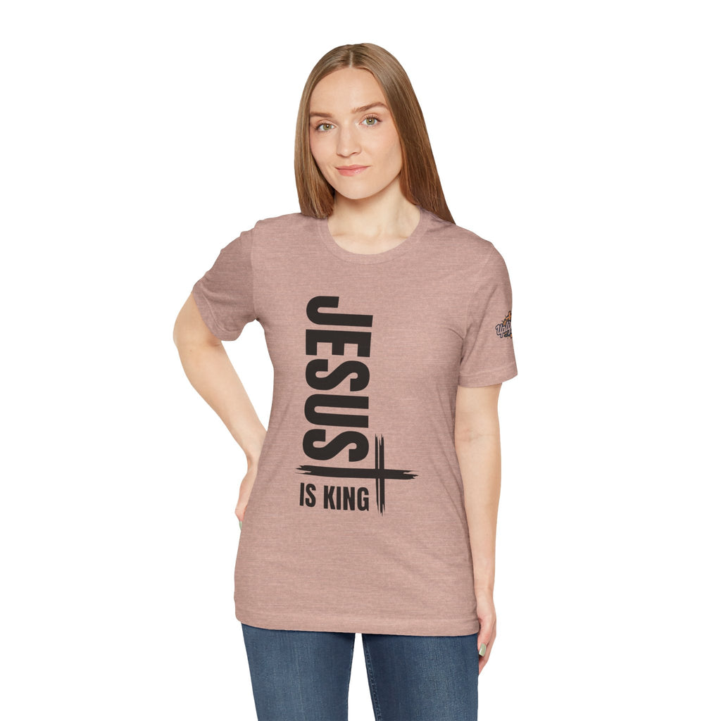 Jesus Is King T-shirt | Modern Typographic Cross Christian T-shirt Printify