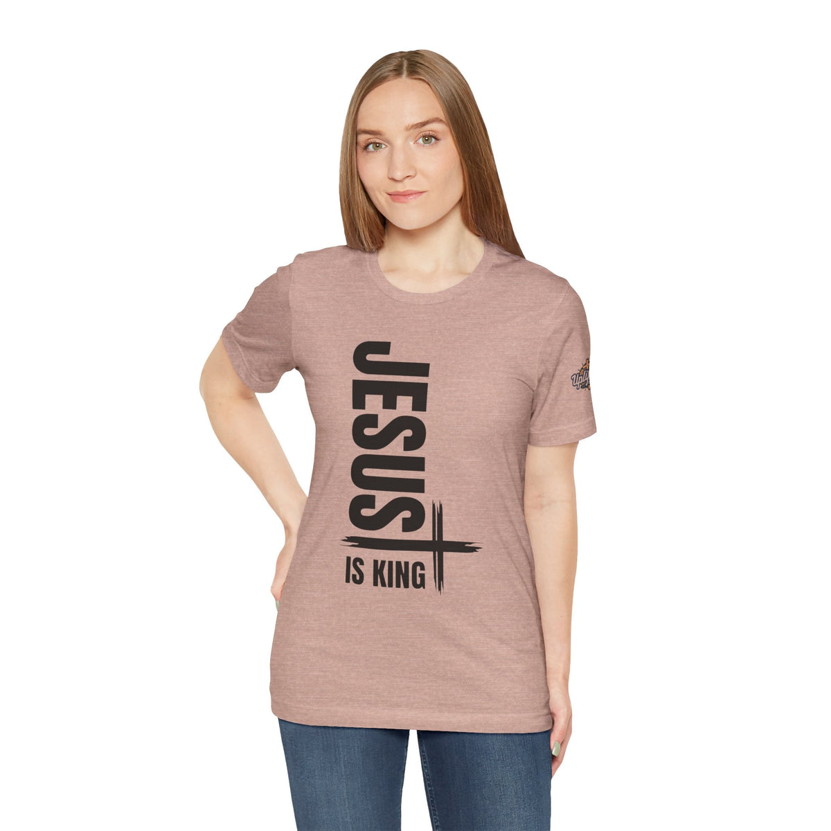 Jesus Is King T-shirt | Modern Typographic Cross Christian T-shirt Printify