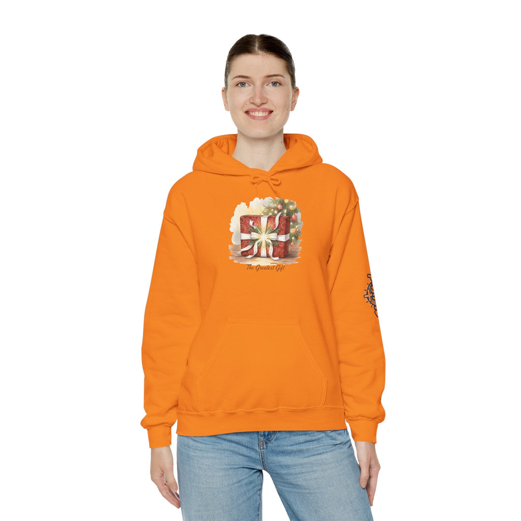 The Greatest Gift Hoodie – Cross Bow Present Christian Hoodie for Christmas Salvation & Eternal Faith Printify