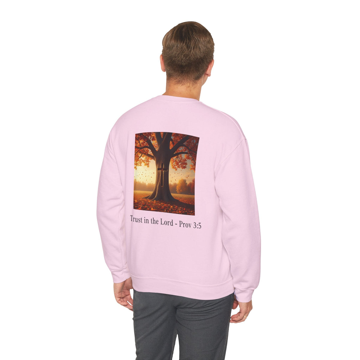 Trust in the Lord Sweatshirt – Autumn Tree Proverbs 3:5 Christian Sweatshirt for Cozy Faith Printify
