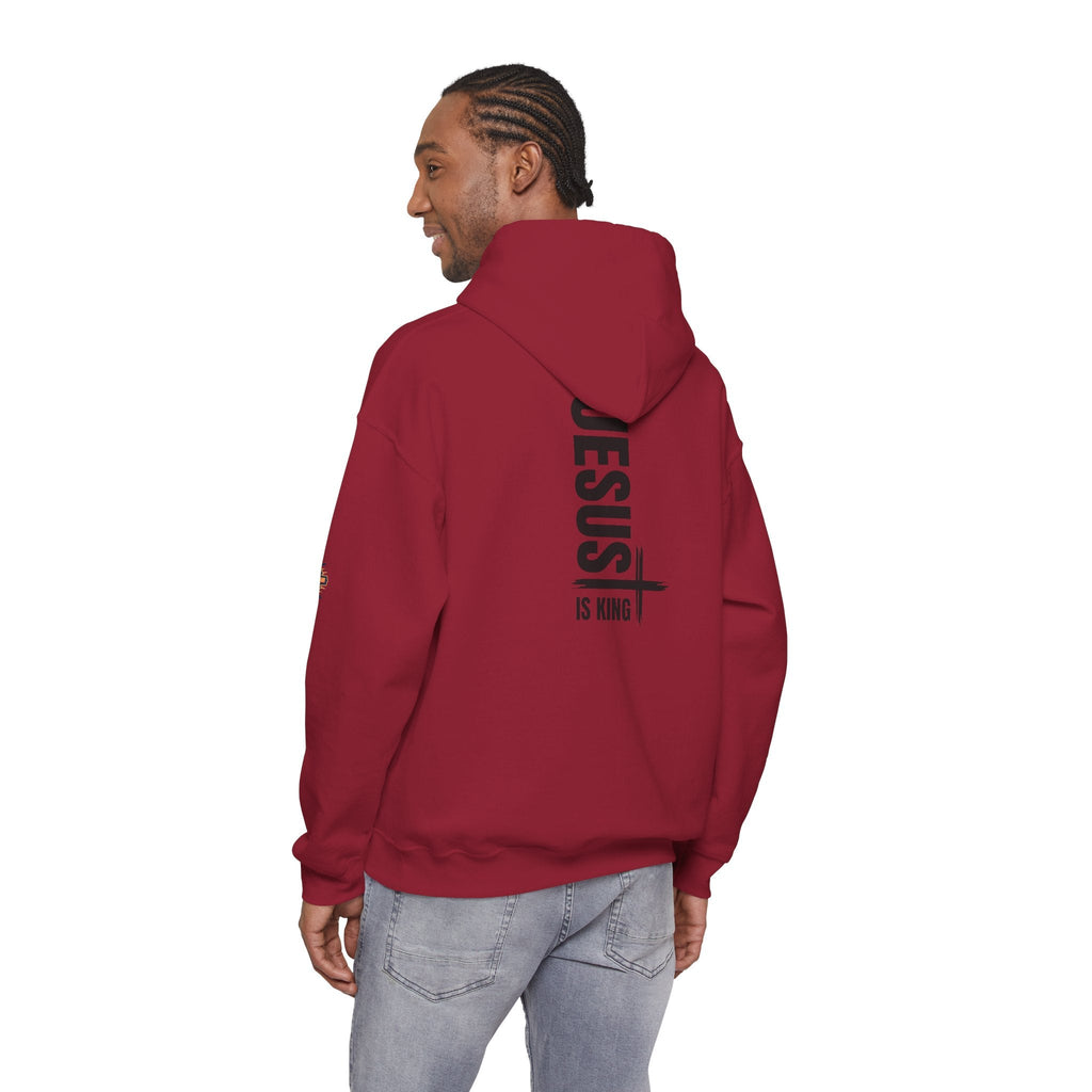 Jesus Is King Hoodie | Modern Typographic Cross Christian Hoodie Printify