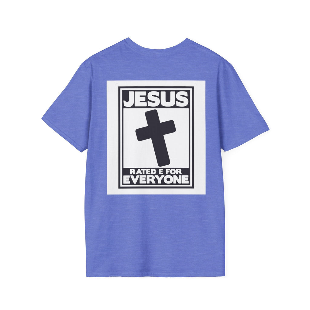 Jesus, Rated E for Everyone T-shirt - Gamer Faith T-shirt - Christian Video Game Parody Printify