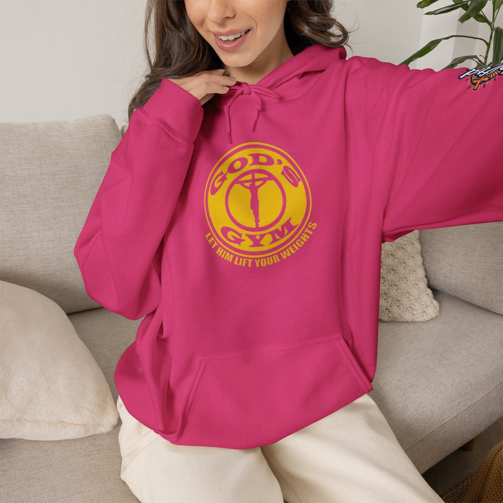 God's Gym Hoodie — "Let Him Lift Your Weights" Christian Fitness Hoodie Printify