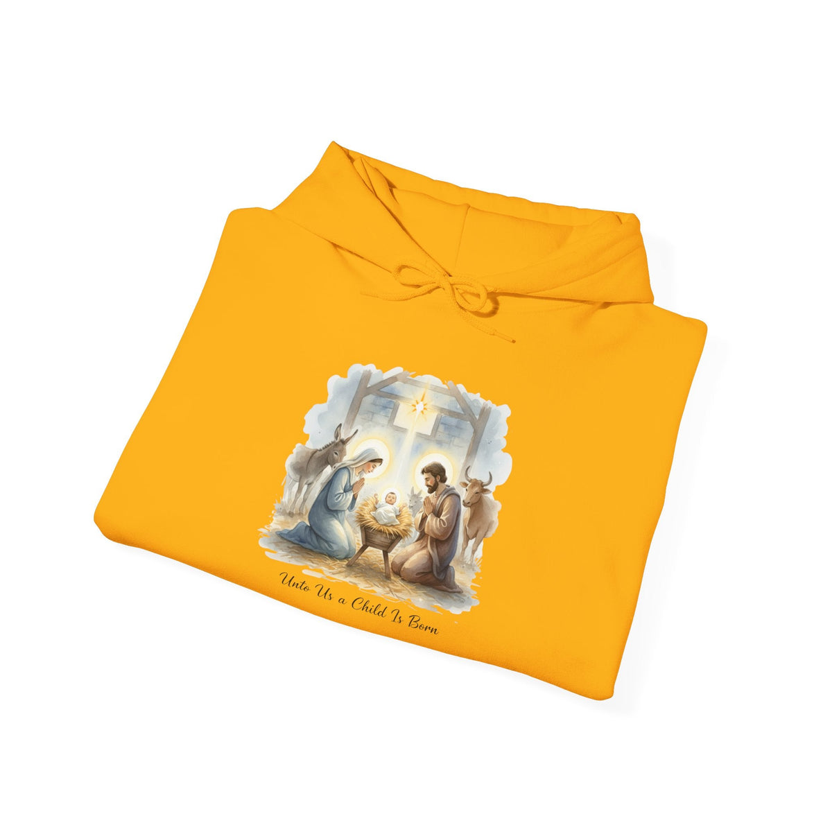 Unto Us a Child is Born Hoodie – Isaiah 9:6 Nativity Manger Scene Christian Christmas Sweatshirt for Holy Night Faith Printify