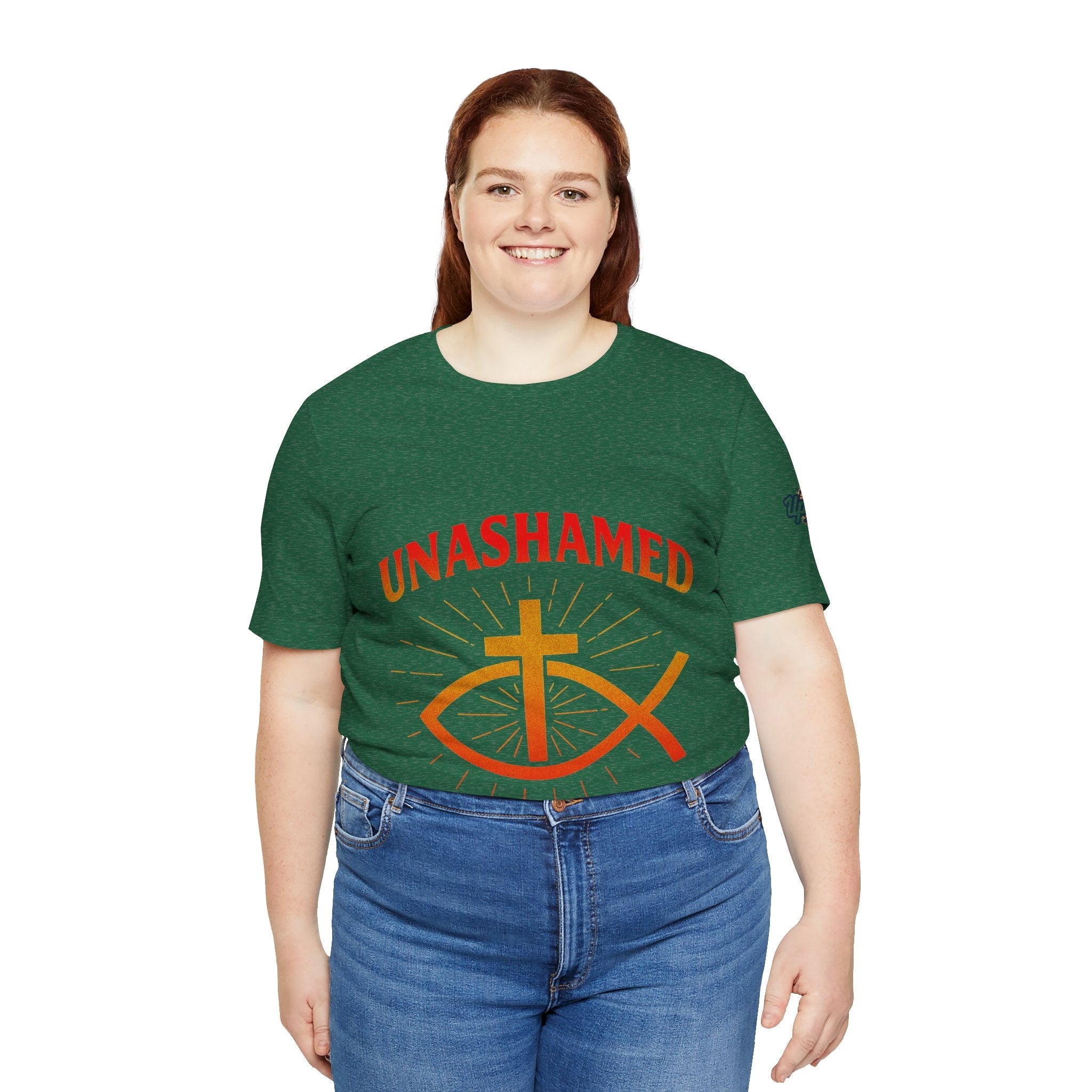 Unashamed T-shirt – Ichthys Jesus Fish & Cross Christian T-shirt for Romans 1:16 Bold Faith Printify