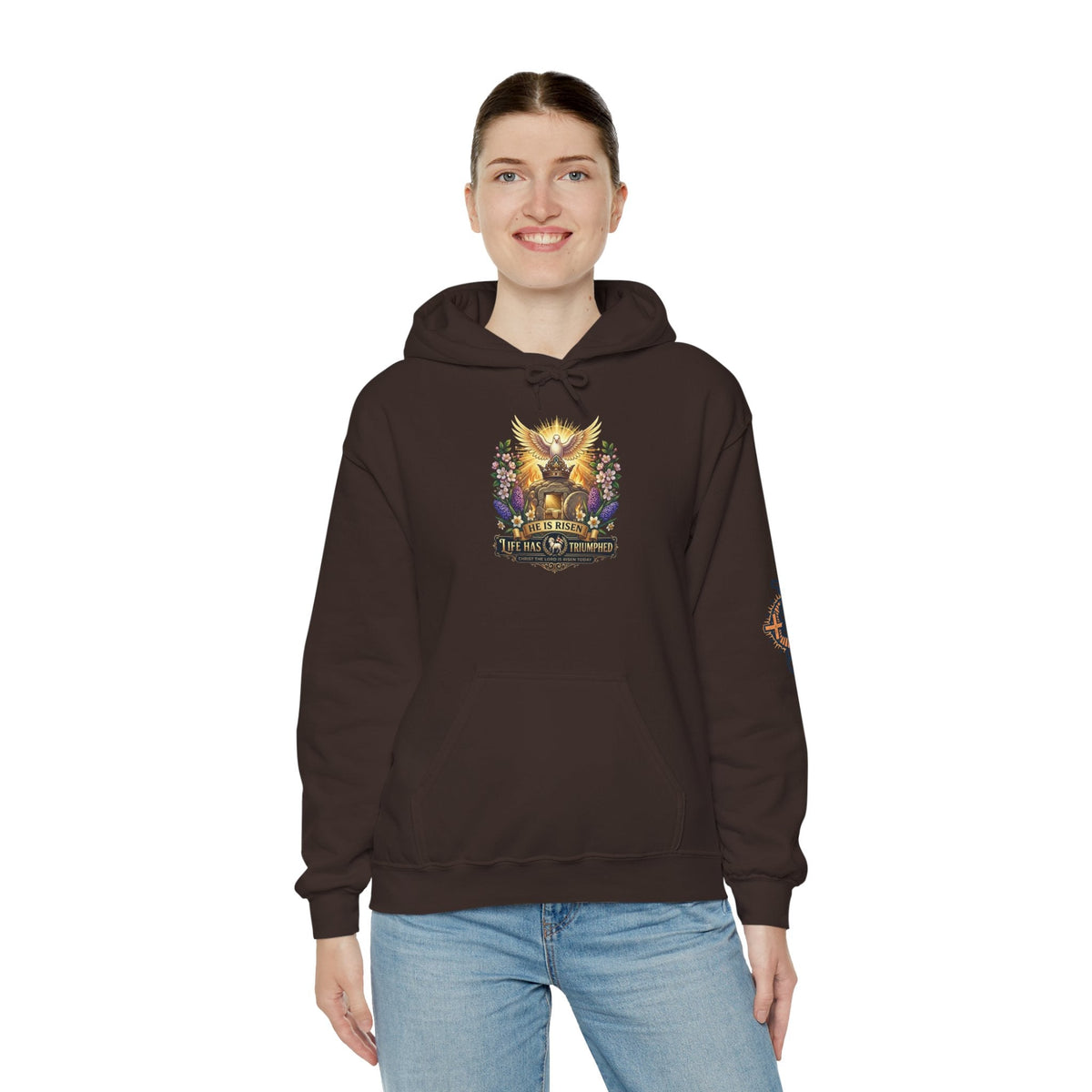 He Is Risen "Life Has Triumphed" Hoodie — Easter Resurrection Christian Hoodie Printify