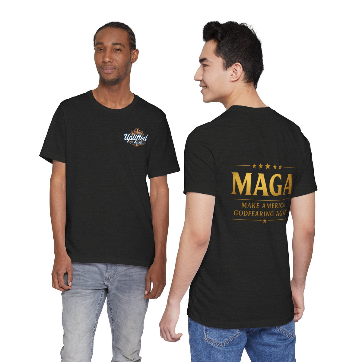 MAGA Gold Letter T-Shirt — "Make America Great Again" Printify