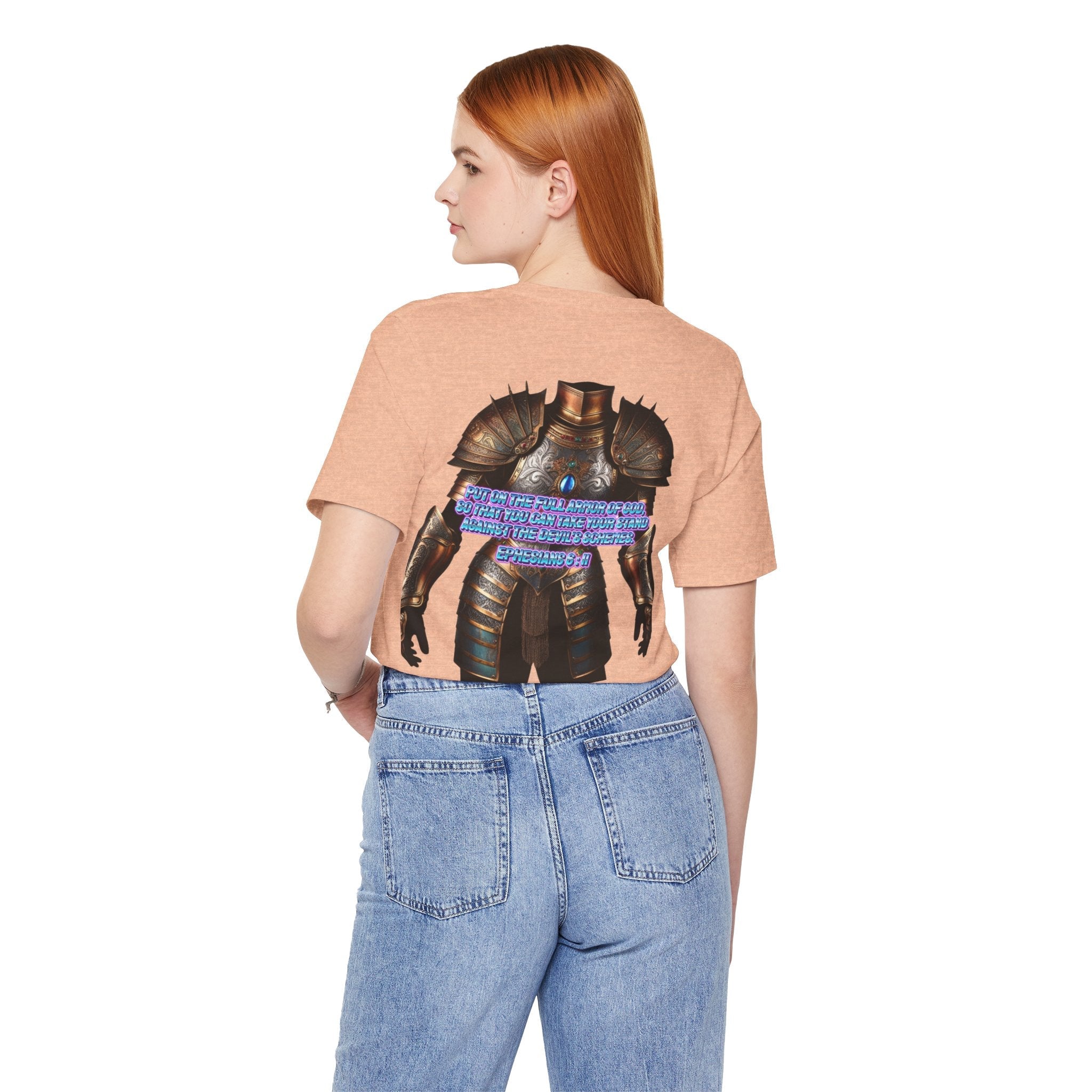 Religious Graphic Tee with Armor Of God Design Unisex Jersey Short Sleeve Tee Printify
