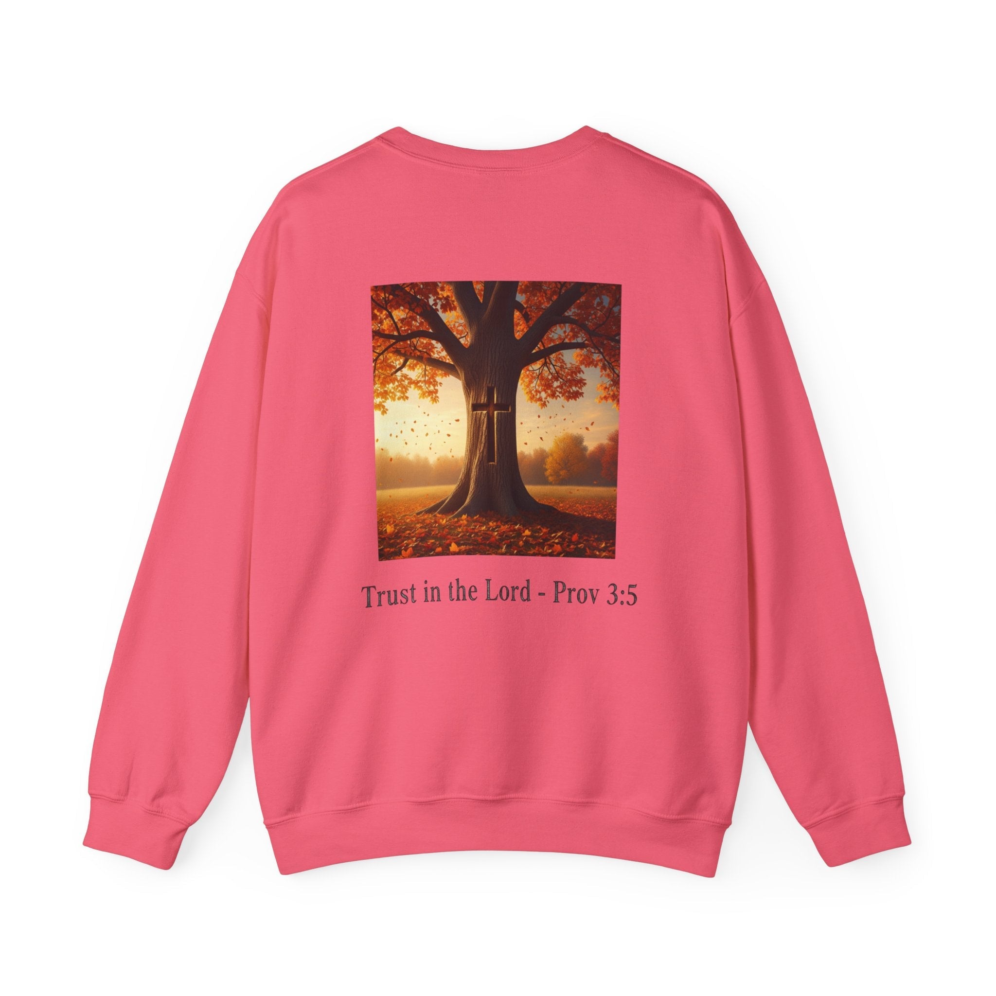 Trust in the Lord Sweatshirt – Autumn Tree Proverbs 3:5 Christian Sweatshirt for Cozy Faith Printify