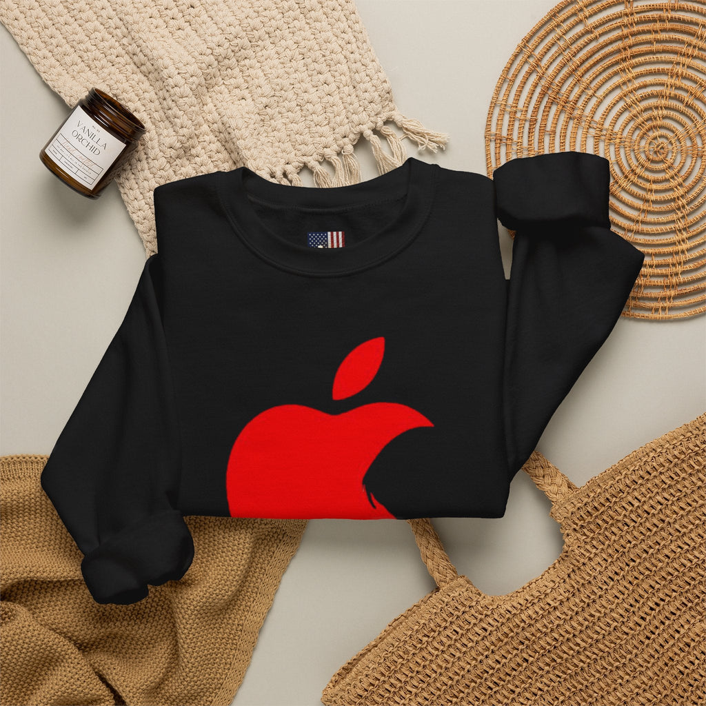 iPray Apple Logo Sweatshirt — Funny Christian Sweatshirt (Minimal Red Apple Graphic) Printify