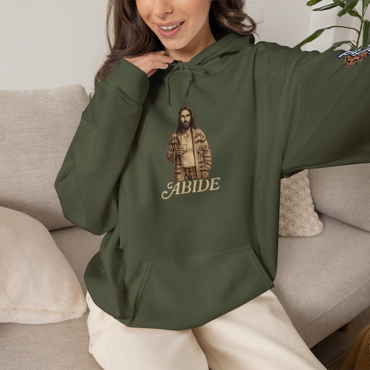 Abide Jesus Hoodie — Vintage 'The Dude' Religious Graphic Hoodie Printify
