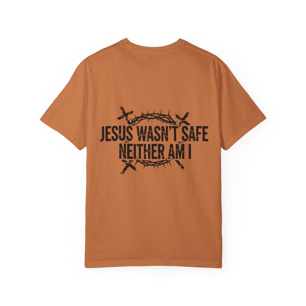 ⚡ Jesus Wasn’t Safe – Neither Am I | Bold Christian T-Shirt | Storm-Walking Faith Tee | Minimalist Black & White Design | Uplifted Gear Printify