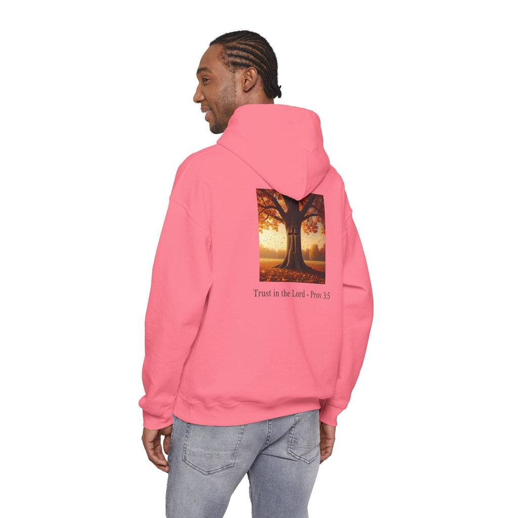 Trust in the Lord Hoodie – Autumn Tree Proverbs 3:5 Christian Hoodie for Cozy Faith Printify