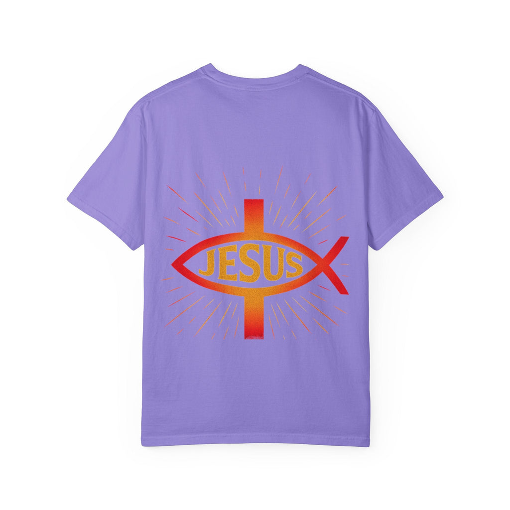 Jesus Ichthys T-shirt – Christian Fish Symbol with Cross & Jesus Inscription T-shirt for Eternal Faith & Streetwear Printify