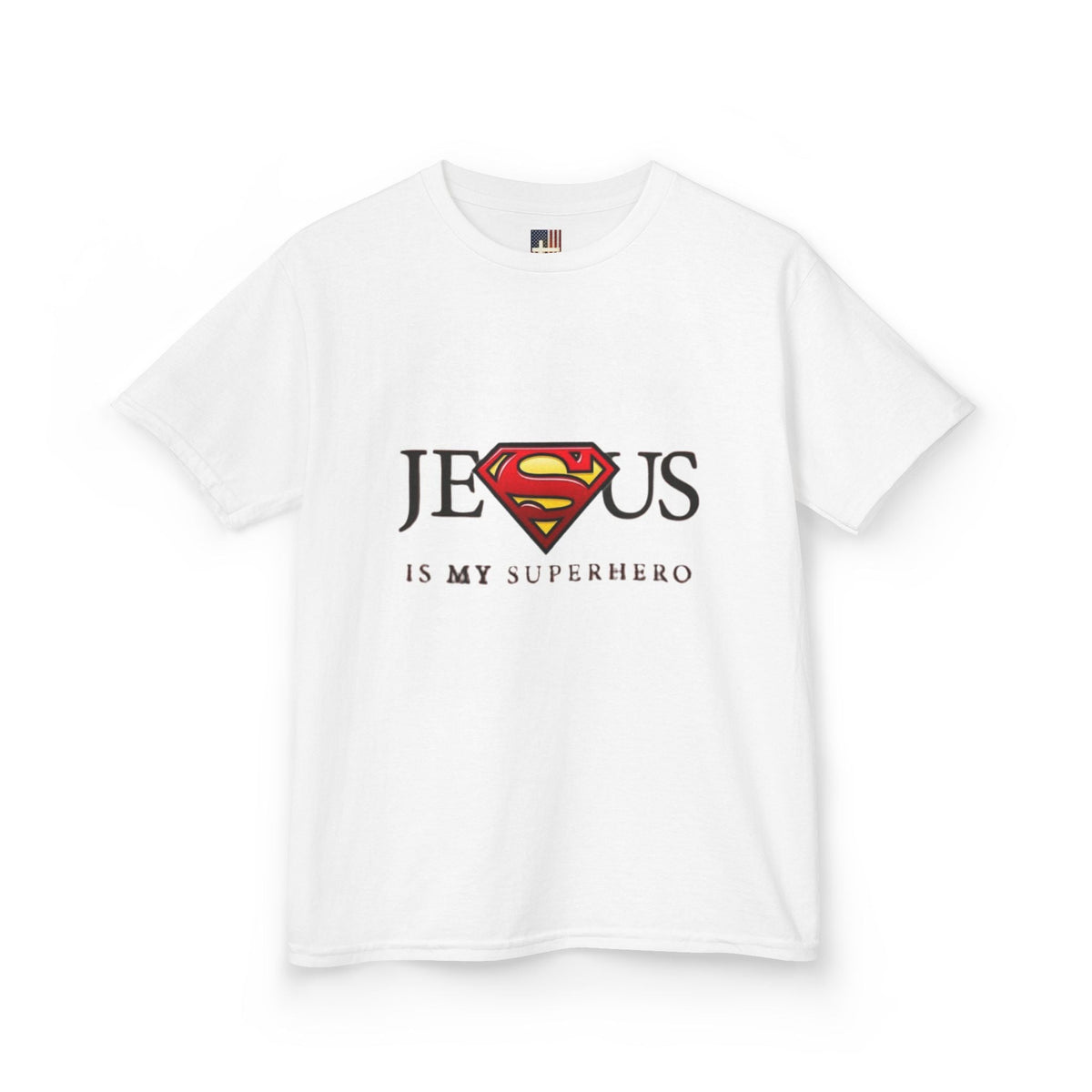Jesus Is My Superhero T-Shirt — Faith-Based Superman-Inspired Tee Printify