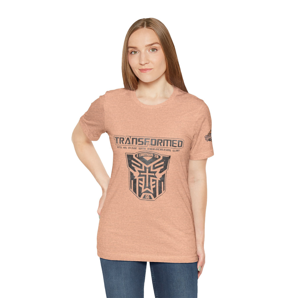 Transformer Logo Christian T-shirt | 2 Corinthians 3:18 Bible Verse T-shirt Printify