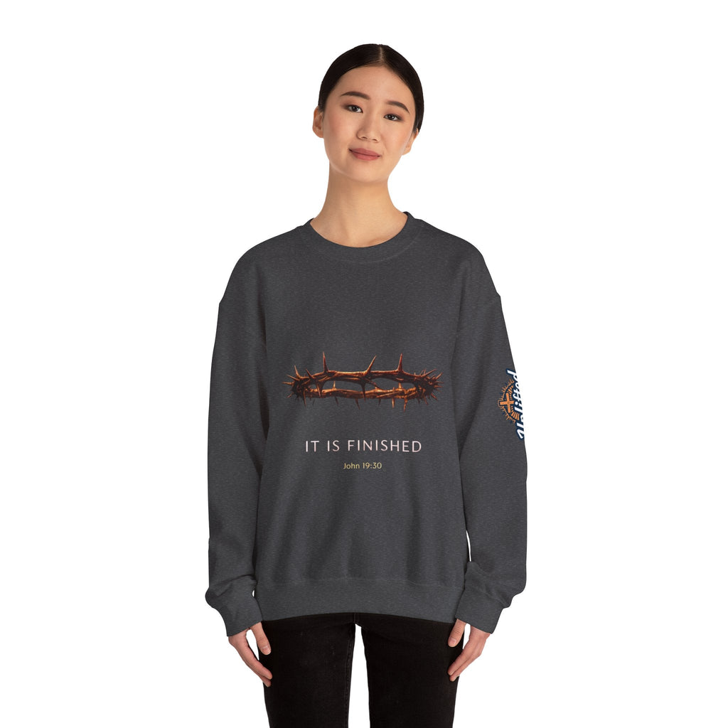 It Is Finished Crown of Thorns Sweatshirt — Christian John 19:30 Faith Sweatshirt Printify