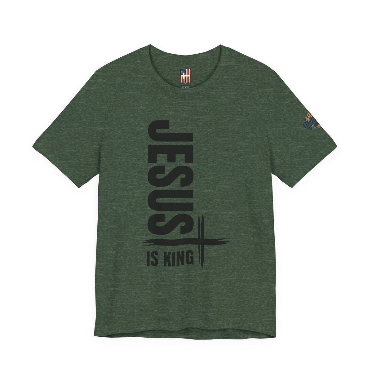 Jesus Is King T-shirt | Modern Typographic Cross Christian T-shirt Printify