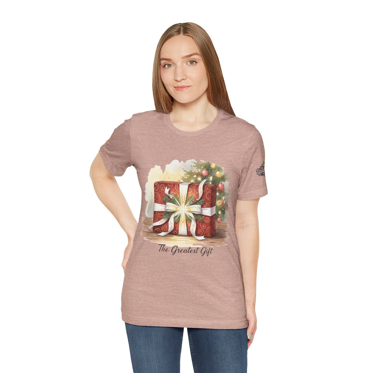 The Greatest Gift T-shirt – Cross Bow Present Christian T-shirt for Christmas Salvation & Eternal Faith Printify