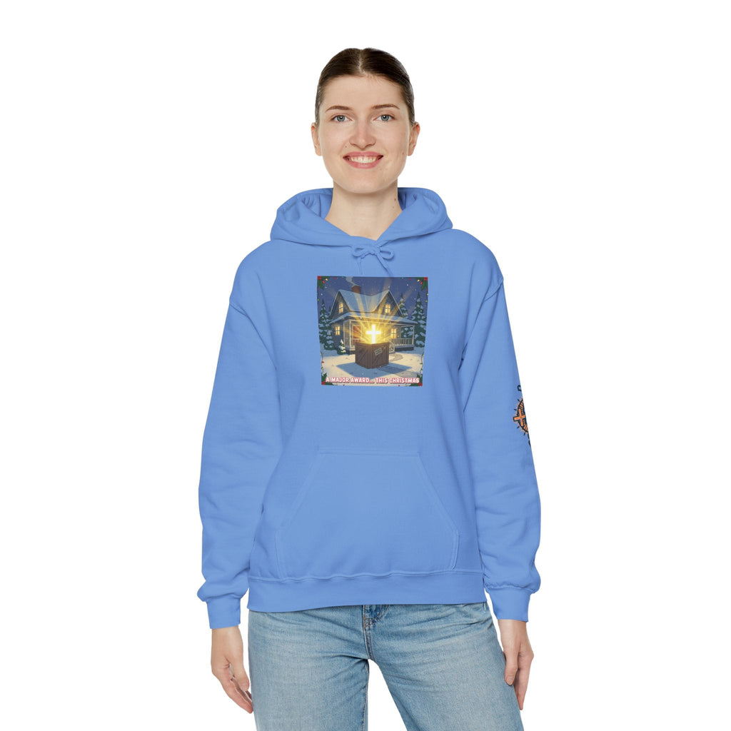 A Major Award This Christmas Hoodie – Fragile Leg Lamp Parody Cross Unboxing Christian Sweatshirt for Hilarious Faith & Holiday Glow Printify