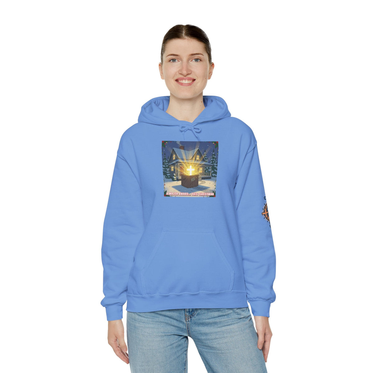 A Major Award This Christmas Hoodie – Fragile Leg Lamp Parody Cross Unboxing Christian Sweatshirt for Hilarious Faith & Holiday Glow Printify