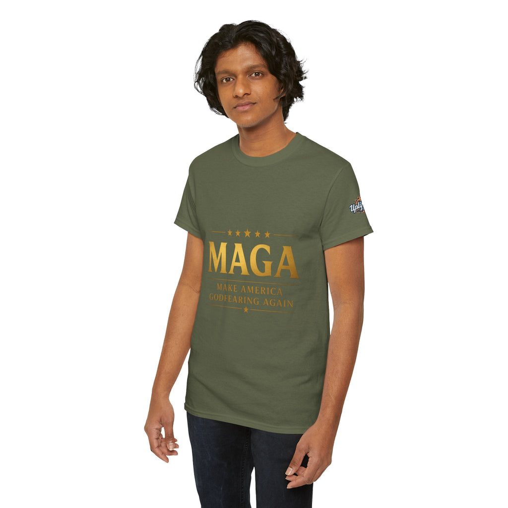 MAGA Gold Letter T-Shirt — "Make America Great Again" Printify