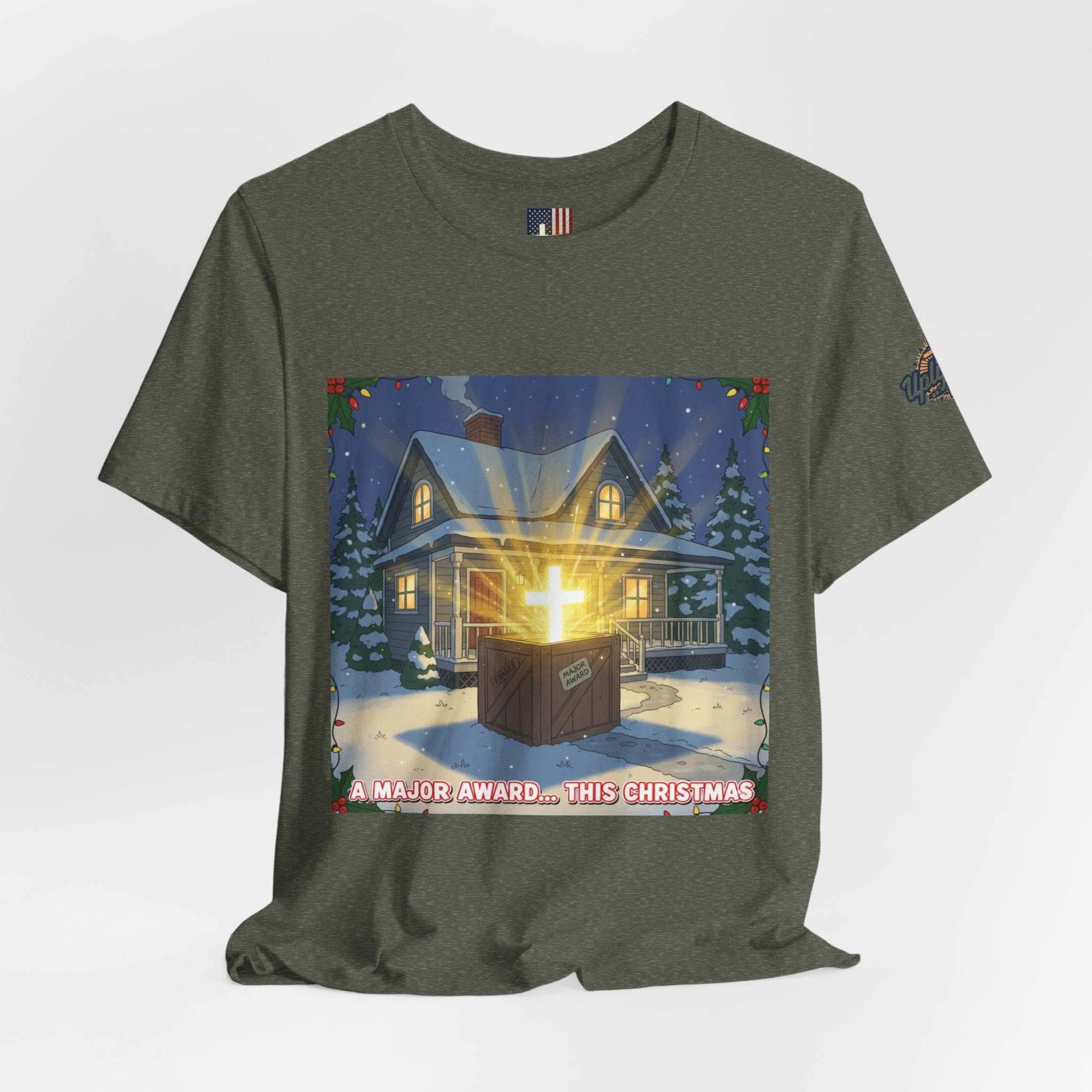 A Major Award This Christmas T-shirt – Fragile Leg Lamp Parody Cross Unboxing Christian T-shirt for Hilarious Faith & Holiday Glow Printify