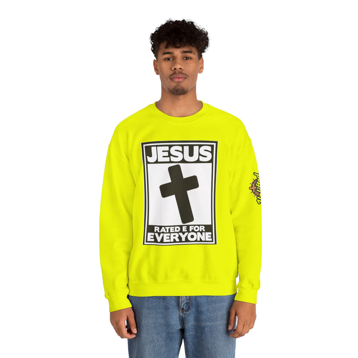 Jesus, Rated E for Everyone Sweatshirt - Gamer Faith Sweatshirt - Christian Video Game Parody Printify