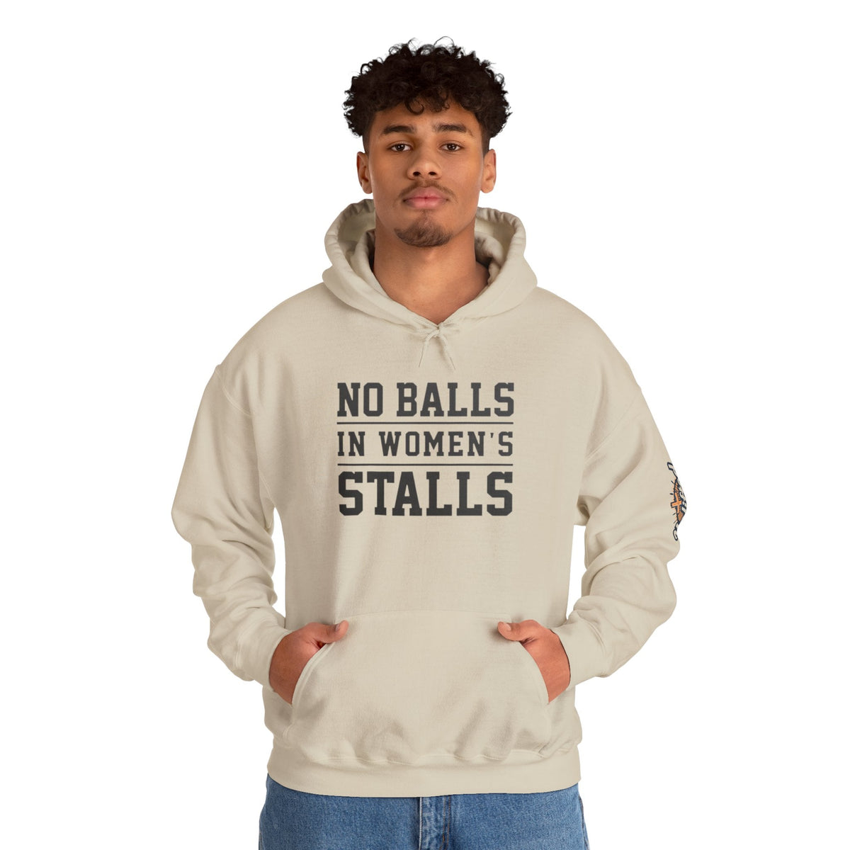 "No Balls in Women's Stalls" Statement Hoodie — Protest Sweatshirt Printify