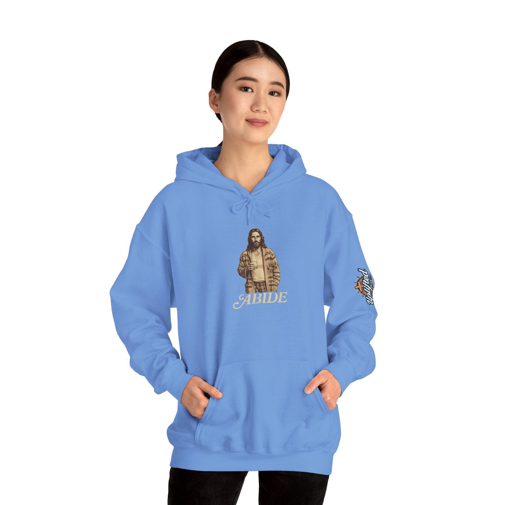 Abide Jesus Hoodie — Vintage 'The Dude' Religious Graphic Hoodie Printify