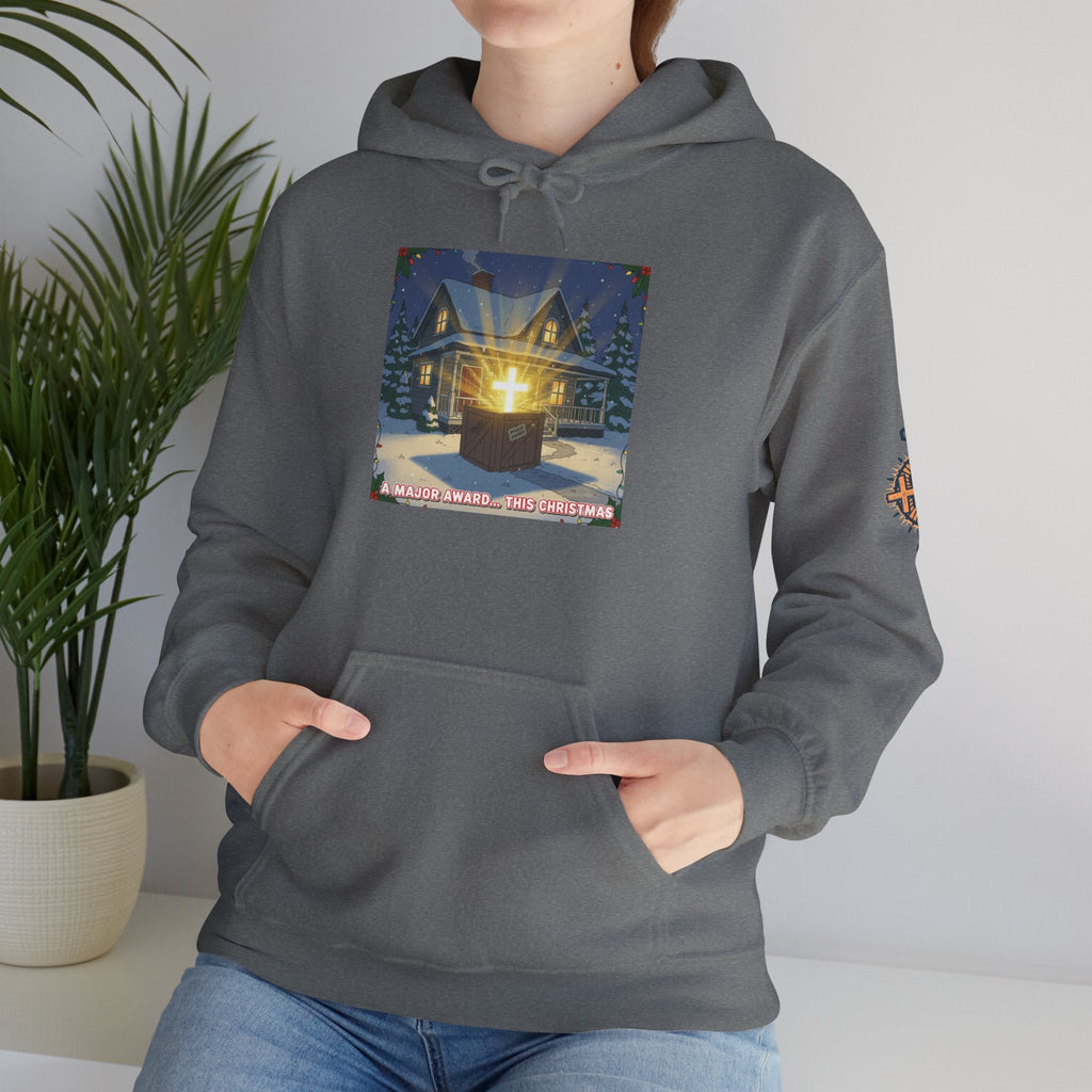A Major Award This Christmas Hoodie – Fragile Leg Lamp Parody Cross Unboxing Christian Sweatshirt for Hilarious Faith & Holiday Glow Printify
