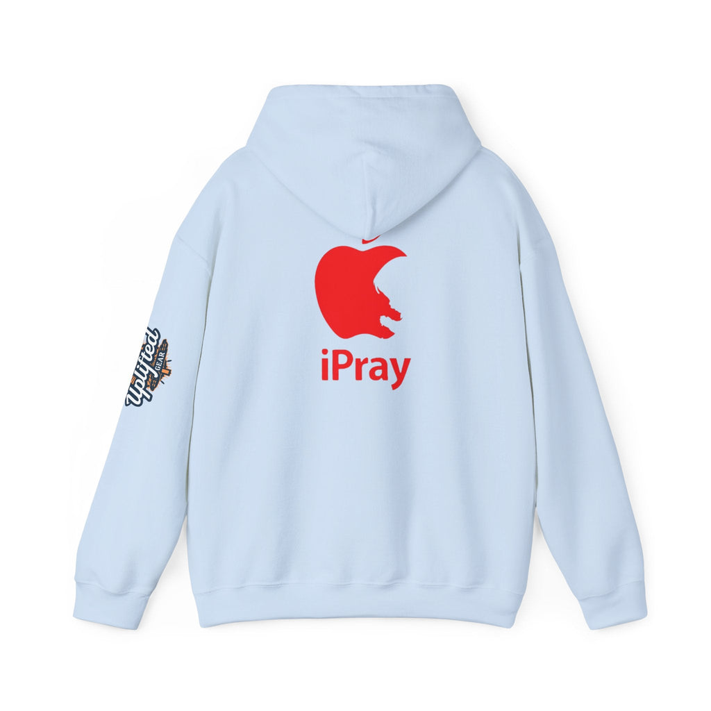 iPray Apple Logo Hoodie — Funny Christian Hoodie (Minimal Red Apple Graphic) Printify