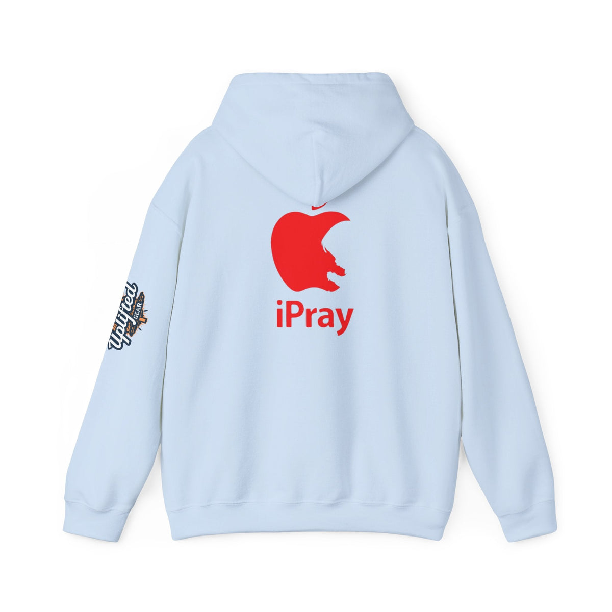 iPray Apple Logo Hoodie — Funny Christian Hoodie (Minimal Red Apple Graphic) Printify