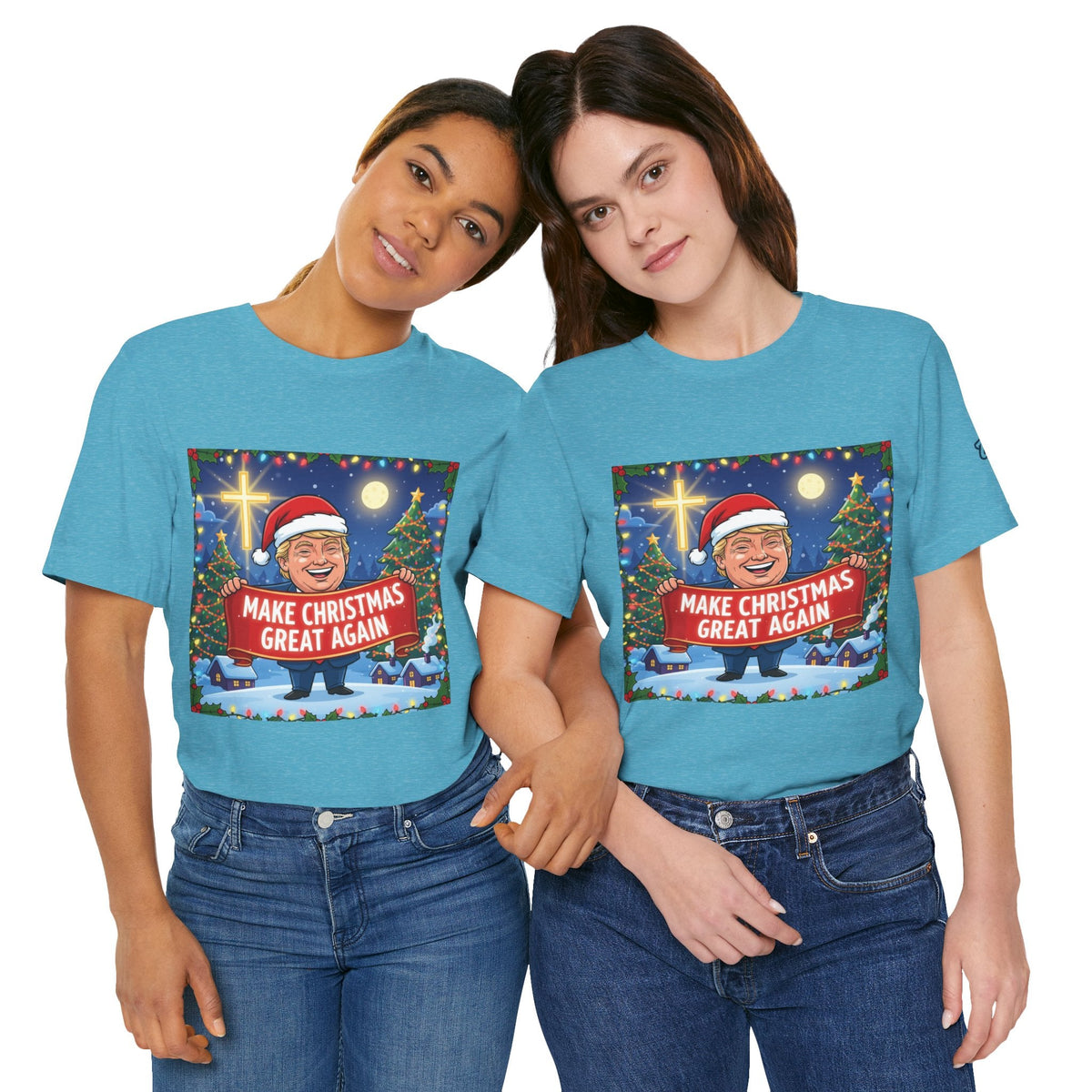 🎄 Make Christmas Great Again – Patriotic Christian Christmas T-Shirt | Bold Holiday Faith Tee | Red & White Banner Design | Uplifted Gear Printify