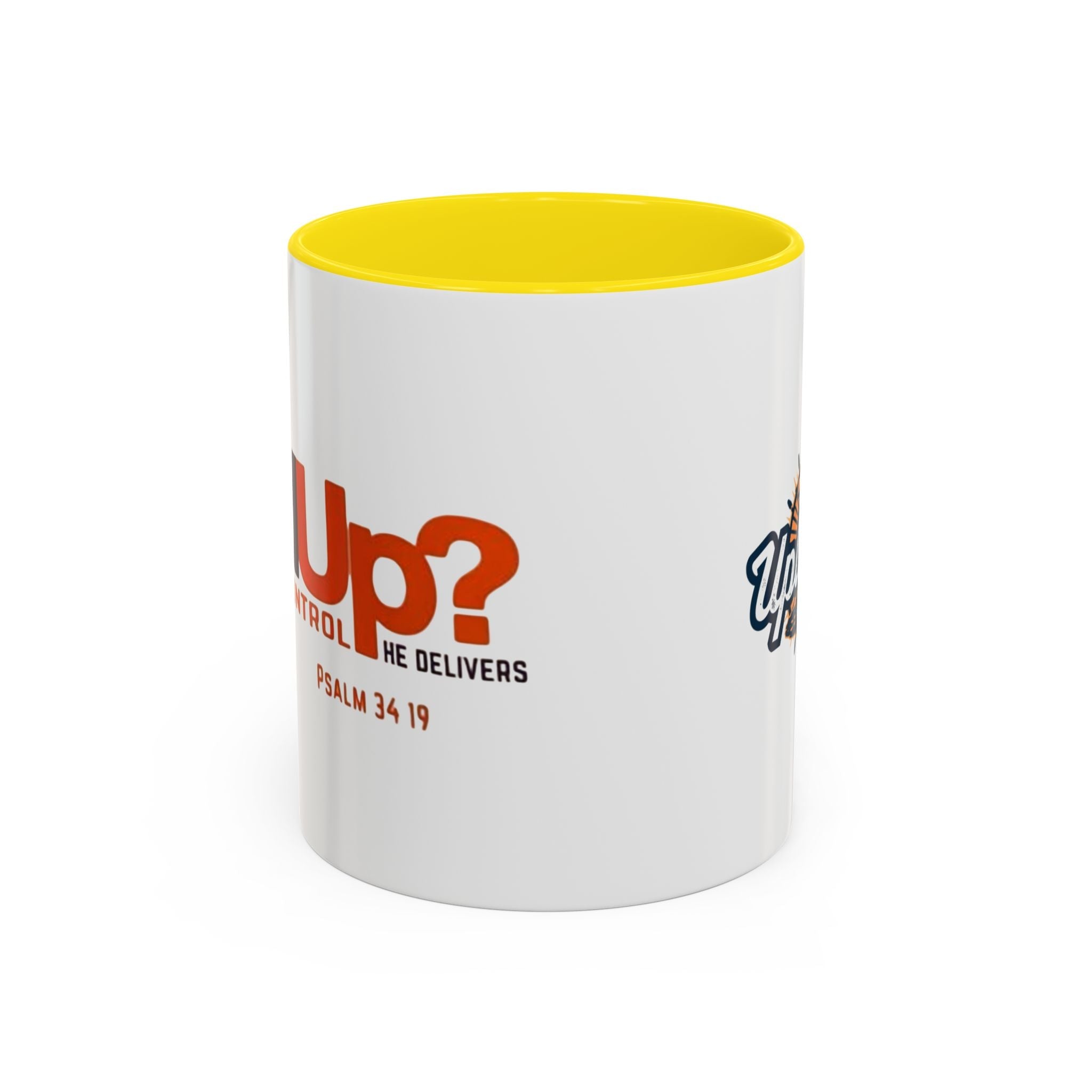 Funny Christian Coffee Mug — “Give God Control, HE Delivers” Accent Mug (11/15oz) Printify