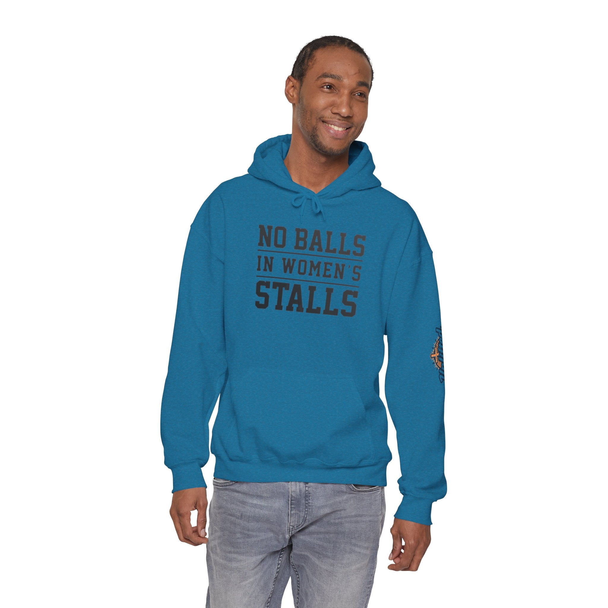 "No Balls in Women's Stalls" Statement Hoodie — Protest Sweatshirt Printify