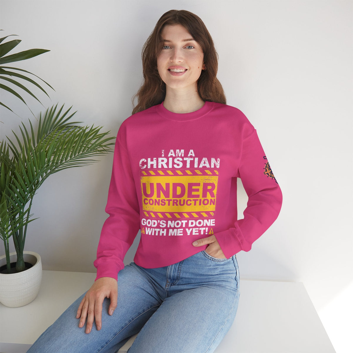 Christian Under Construction Sweatshirt | God Is Not Done With Me Yet Sweatshirt Printify