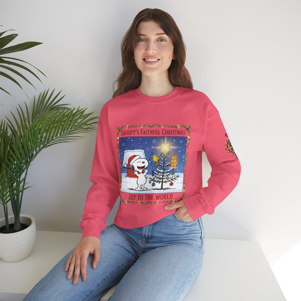 🎄 Faithful Christmas Friends – Christian Holiday Sweatshirt | Festive Tree & Cartoon Duo | Heartwarming Christmas Tee by Uplifted Gear Printify