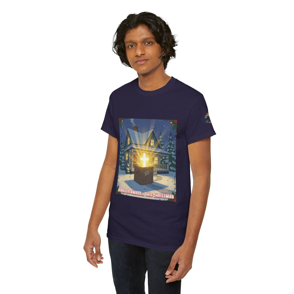 A Major Award This Christmas T-shirt – Fragile Leg Lamp Parody Cross Unboxing Christian T-shirt for Hilarious Faith & Holiday Glow Printify