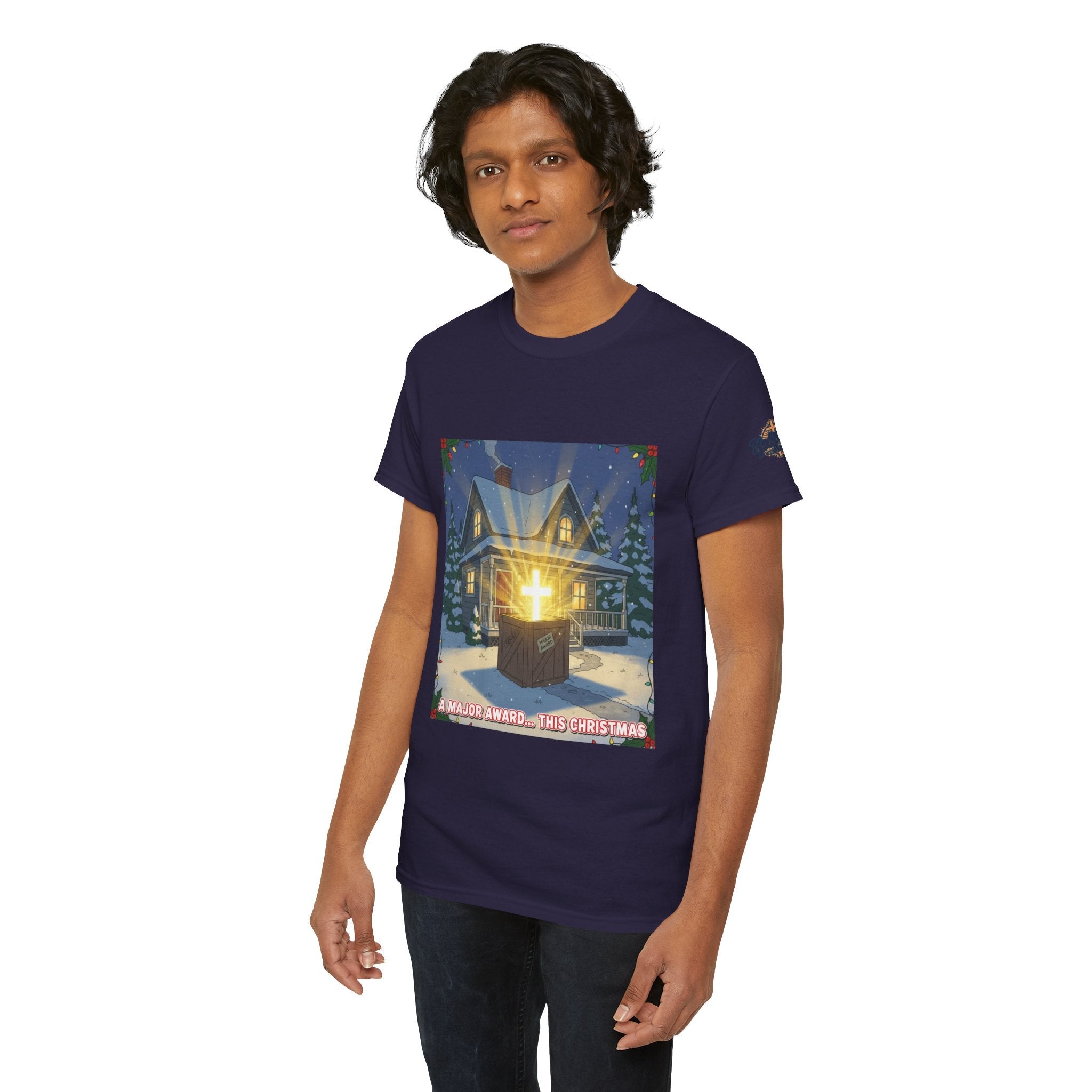 A Major Award This Christmas T-shirt – Fragile Leg Lamp Parody Cross Unboxing Christian T-shirt for Hilarious Faith & Holiday Glow Printify