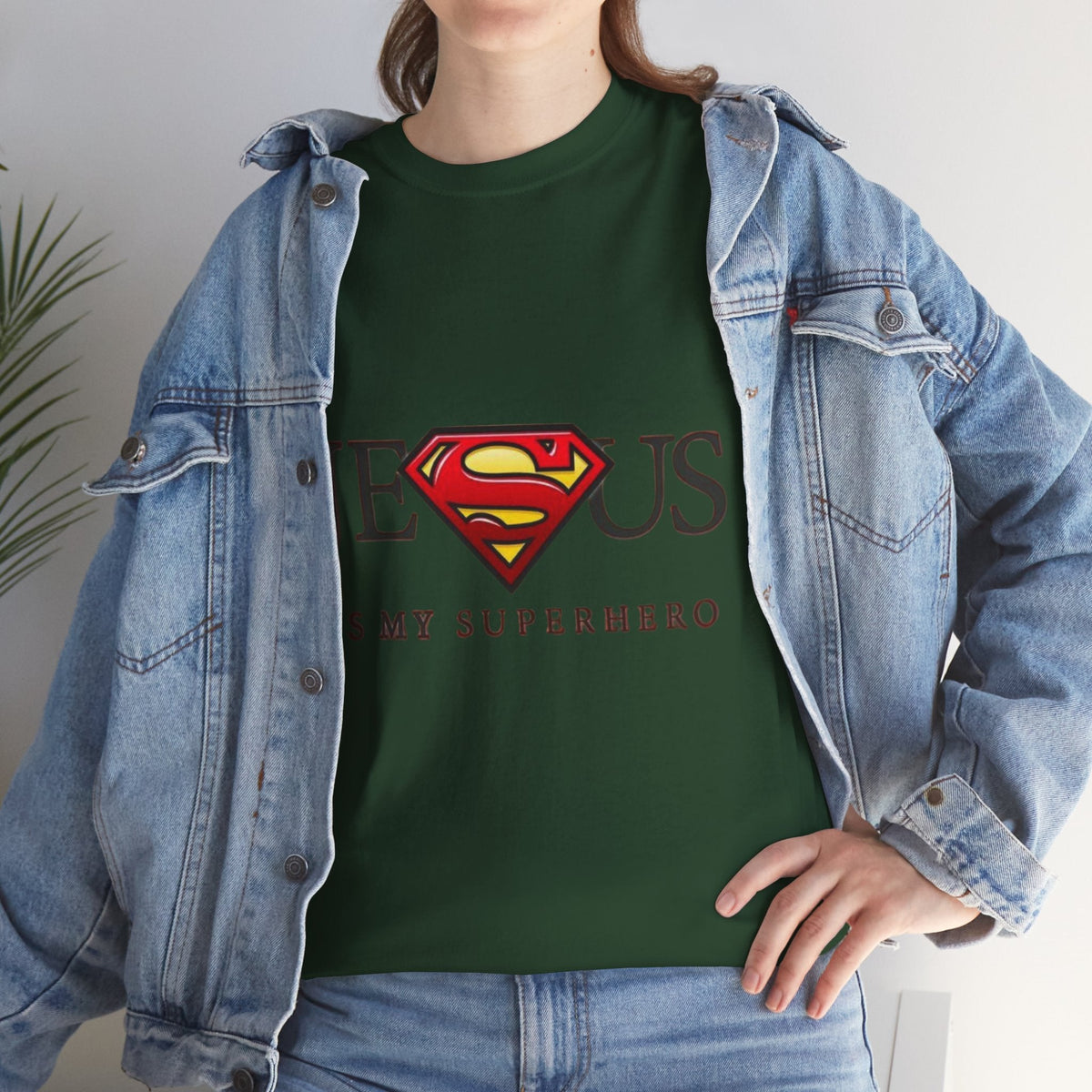 Jesus Is My Superhero T-Shirt — Faith-Based Superman-Inspired Tee Printify