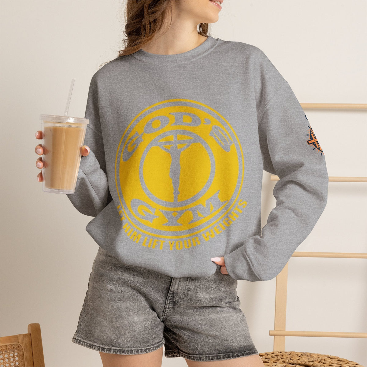God's Gym Sweatshirt — "Let Him Lift Your Weights" Christian Fitness Sweatshirt Printify