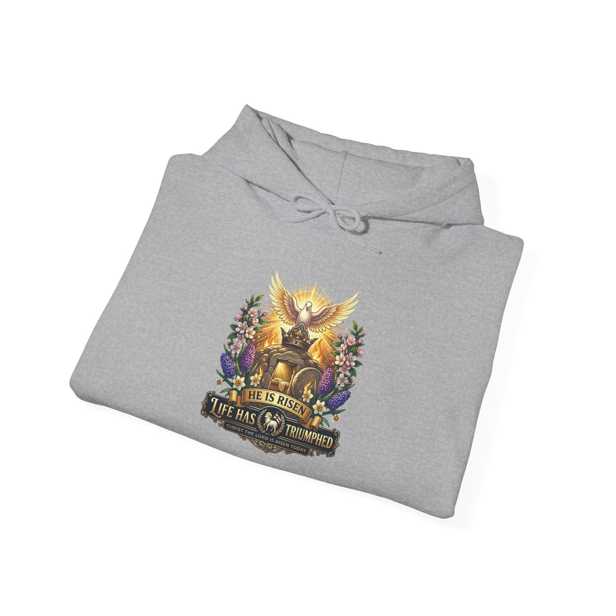 He Is Risen "Life Has Triumphed" Hoodie — Easter Resurrection Christian Hoodie Printify