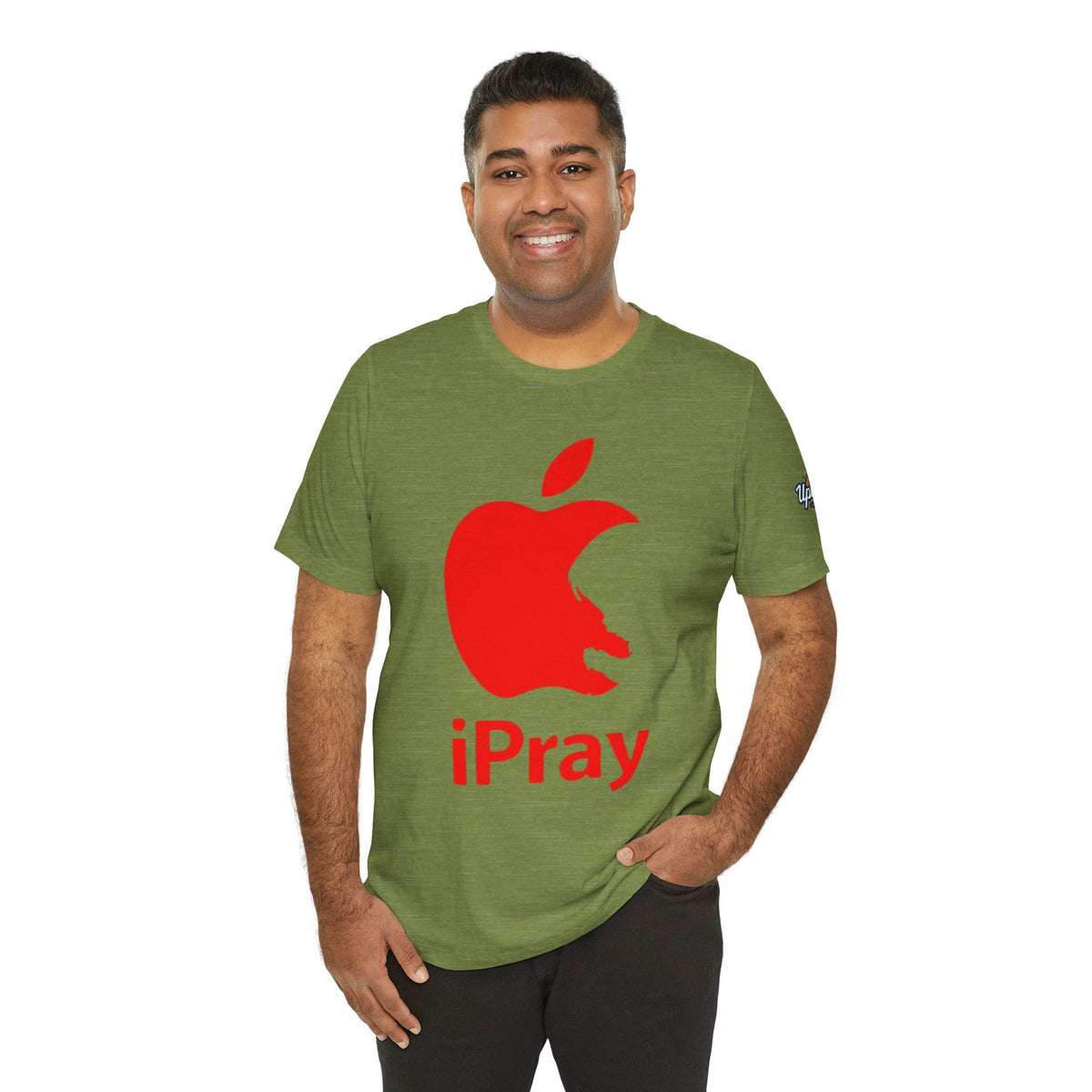 iPray Red Apple Christian T-Shirt — Faith Graphic Tee Printify